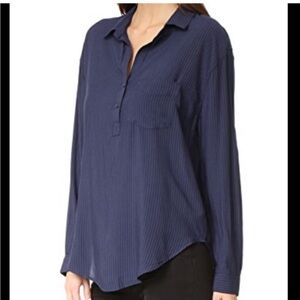 Rails Elle Classic Popover Shirt Pullover Blouse Blue Black‎ Stripe size Small